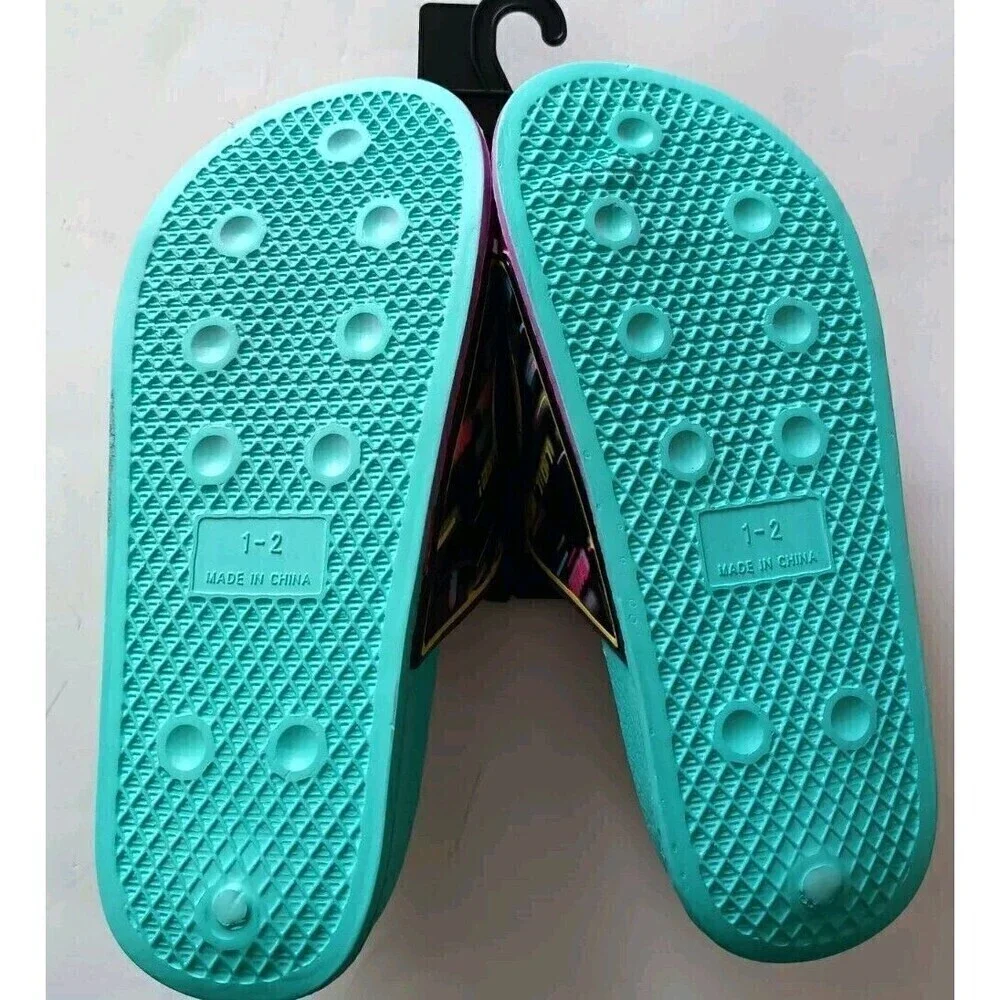 LOL GIRLS Open Toe Slides Shoes Sandals Size 1/2 Youth Girls Rainbow Color New